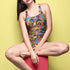 Magic Mushrooms and Frogs One-Piece Swimsuit in red